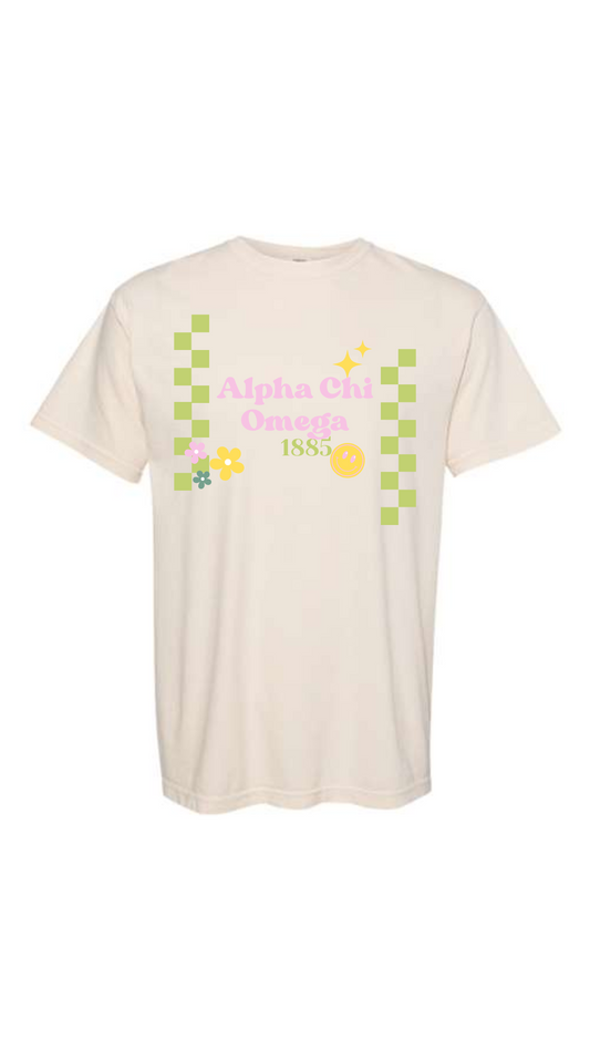 Alpha Chi Omega Checkered T-shirt