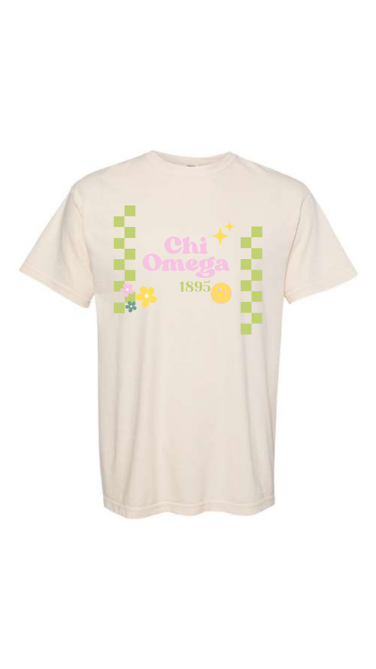 Chi Omega Checkered T-shirt