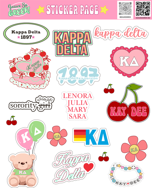 Cute Sorority Sticker Sheets